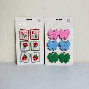 CWC Cook With Color 12 Piece Bag Clips Set Love Flowers Strawberry Bows